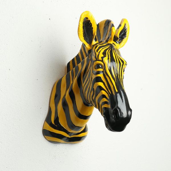 

simulation zebra head figurine wall decoration 3d animal resin horse art sculpture home hanging r2685 desk & table clocks