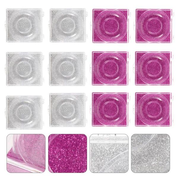 

12pcs empty false eyelash case storage box holder (rosy, silver) eyelashes