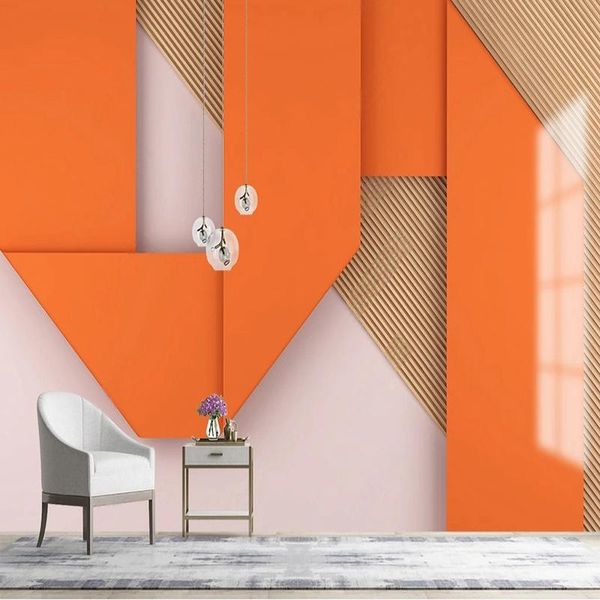 Tapeten Moderne 3D-stereoskopische geometrische Wand-Kunst-Dekor-Wandbilder Benutzerdefinierte beliebige Größe Home Interior Wohnzimmer Schlafzimmer Tapetendesigns Papier