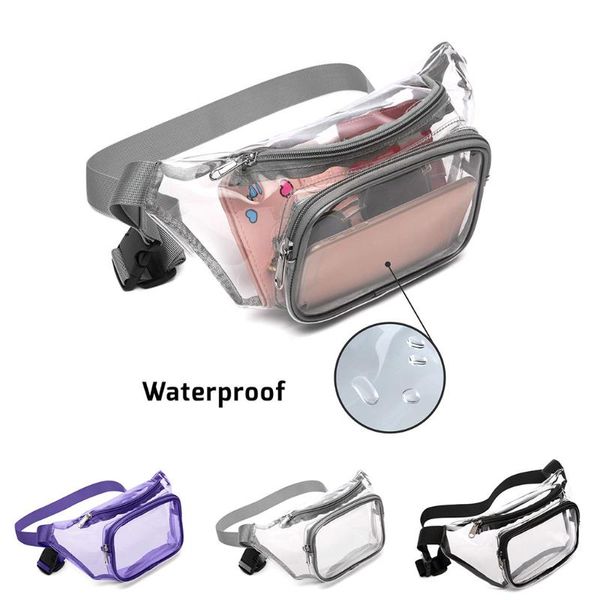 

pvc clear bag fanny pack women men waterproof cute waist purse transparent adjustable belt sac banane bags