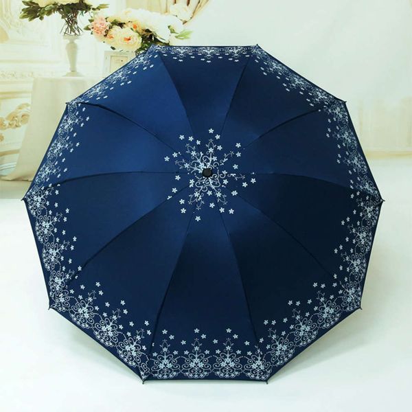 

10 bone large black glue rain and sunshine umbrella folding sun female student