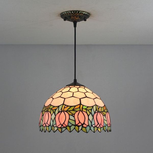 

pendant lamps european style tiffany art lamp 12 inch garden tulip 30cm bedroom study restaurant chandelier