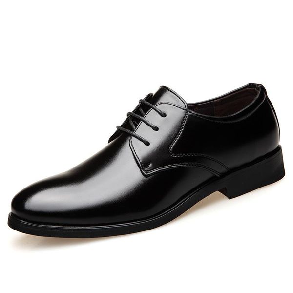 

fashion business dress men shoes classic leather men's suits lace-up oxfords, Black