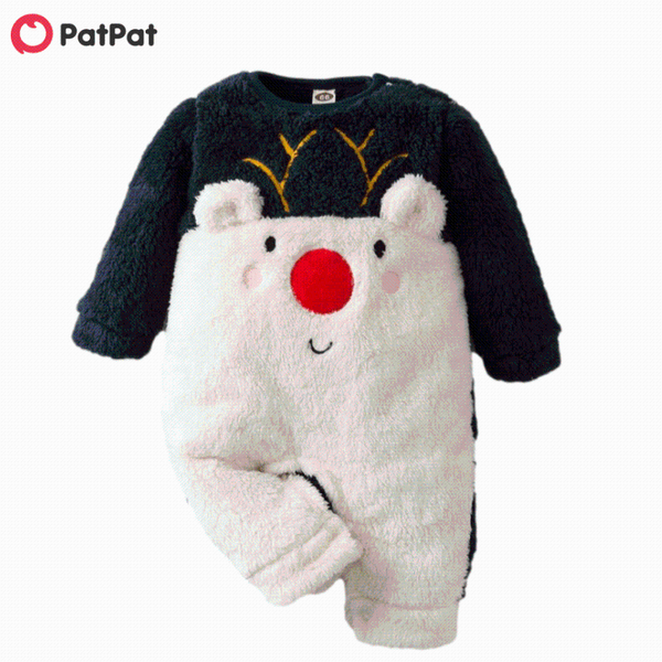 

jumpsuits patpat winter baby elk christmas fleece jumpsuit for boy clothers, Blue