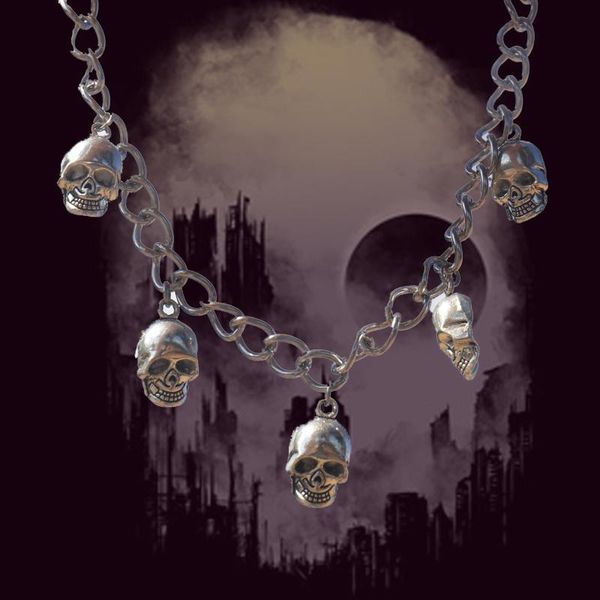

pendant necklaces vintage necklace halloween skeleton antique silver color handmade link chain men hip hop choker fashion jewelry