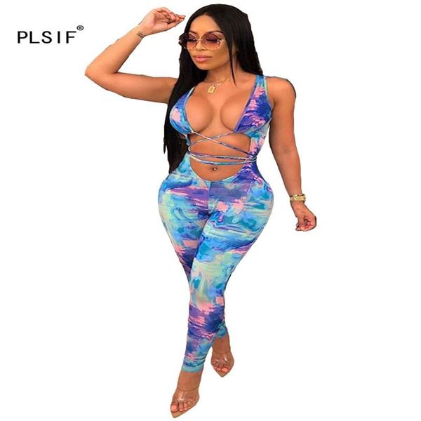 

women's jumpsuits & rompers hollow out design beach style lady tie dye print fashion catsuits strap sports, Black;white