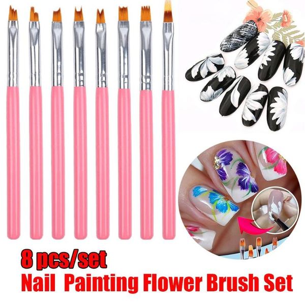 

nail brushes fashion wood handle manicure easy to outline acrylic art brush flower drawing pen uv gel painting set, Yellow