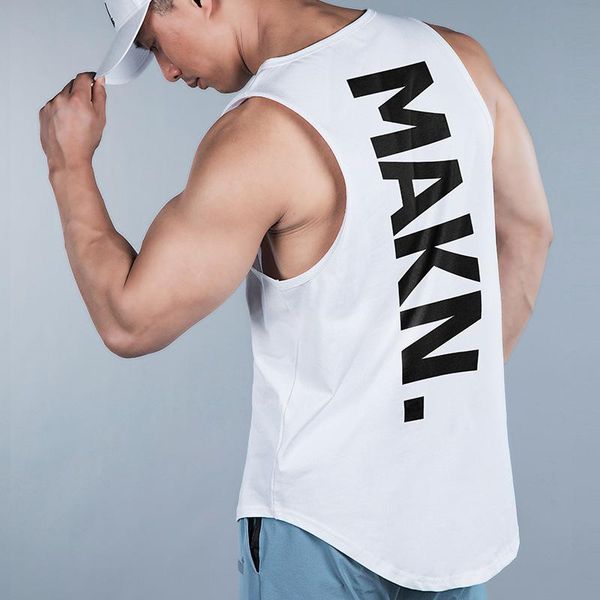 

men' tank 2021 men bodybuilding gyms fitness workout cotton breathable sweat sleeveless shirt male casual stringer singlet, White;black