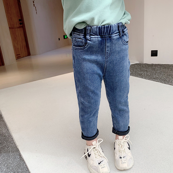 

skinny pants girls jeans winter thick velvet warm long trousers girls leggings stretch jeans denim pencil pants for 2-8 years, Blue