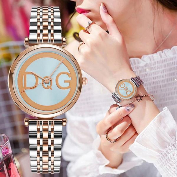 

wristwatches women watches dqg fashion diamond ladies stainless steel silver mesh strap female quartz watch, Slivery;brown