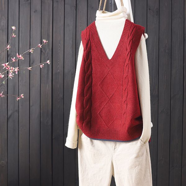 

women's sweaters fashion loose all-match v-neck knit vest women's spring and autumn leisure art sweater 4m1s, White;black