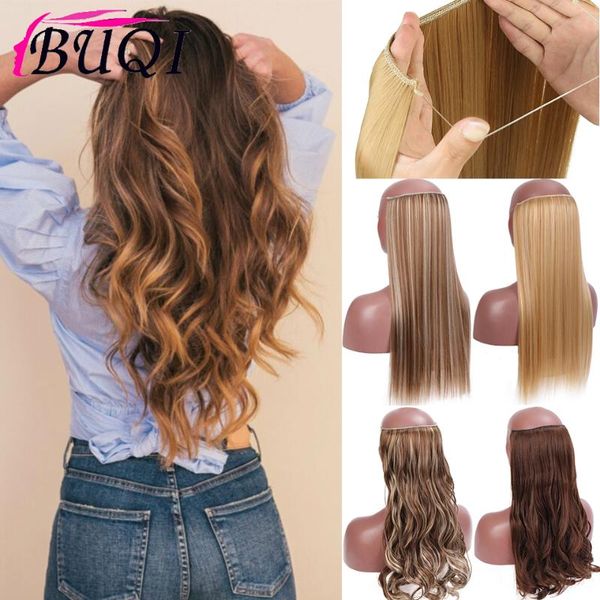 

synthetic wigs buqi no clip wave halo hair natural black blonde brown one piece false hairpiece fish line fake