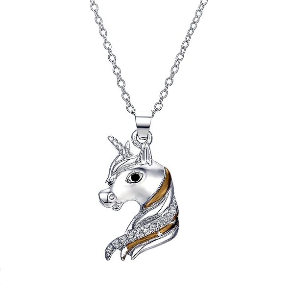 

10pcs /lots bohemia ethnic unicorn horse charms pendants necklace for women clavicle necklace animal necklaces jewelry gift, Silver