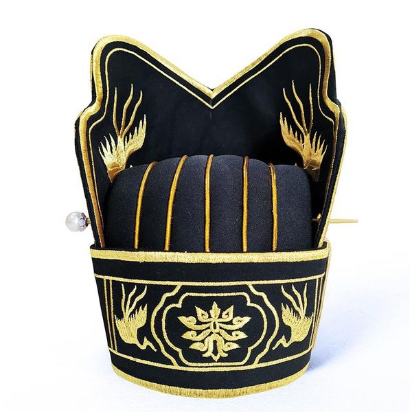 

wide brim hats original men's sacrificial hat han ceremony embroidered custom hanfu worship heaven chinese halloween, Blue;gray