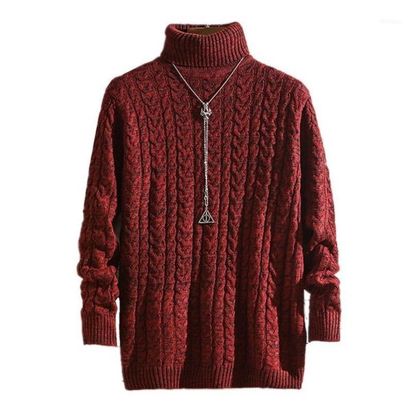 

men's turtleneck cotton pullover autumn winter warm spacious comfortable solid long sleeve clothes knitted casual wool sweater1, White;black