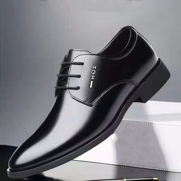 

dress shoes mazefeng classic business men fashion elegant formal wedding slip on office oxford for 2021, Black