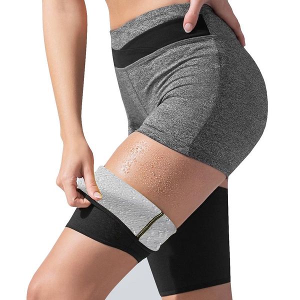 

pair sport thigh guard muscle strain protector muslo legs support fitness leggings leg compression sports safety slimming arm & warmers, Black