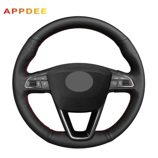 

steering wheel covers black artificial leather car cover for seat leon 5f 3 2013-2021 ibiza 6j tarraco arona ateca