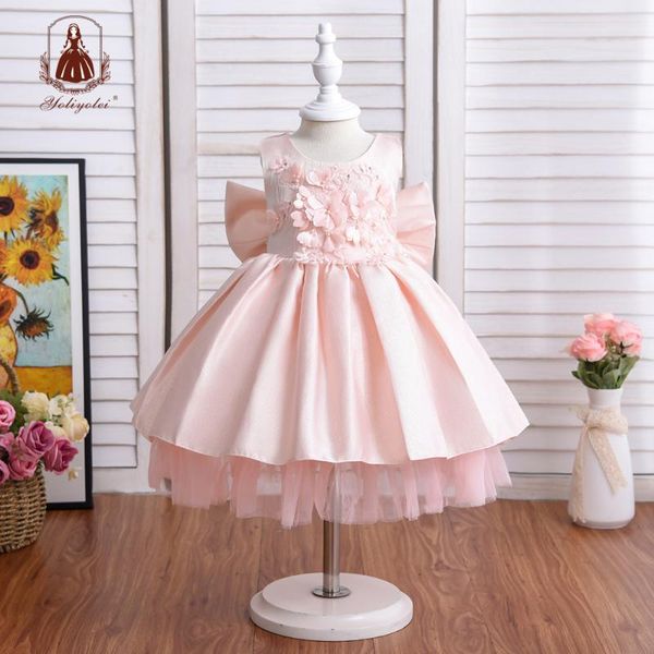 

girl's dresses toddler baby girls pink embroidery dress tribulk silk lovely clothing for birthday party wedding, Red;yellow