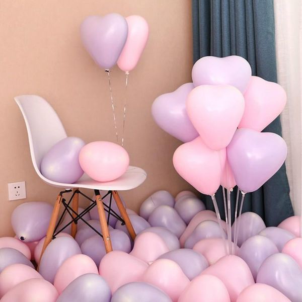 

party decoration 10pcs thicken macaron red blue purple pink green color balloons candy love latex heart shaped wedding supplies