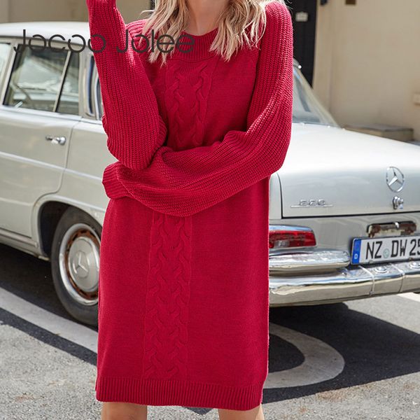 

women elegant sweater dress autumn winter o neck straight knitted europe loose fashion long 210428, Black;gray