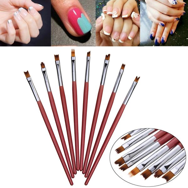 8 pezzi 3D French Nail Art pittura fai da te set di pennelli da disegno acrilico gel UV smalto design penna per manicure