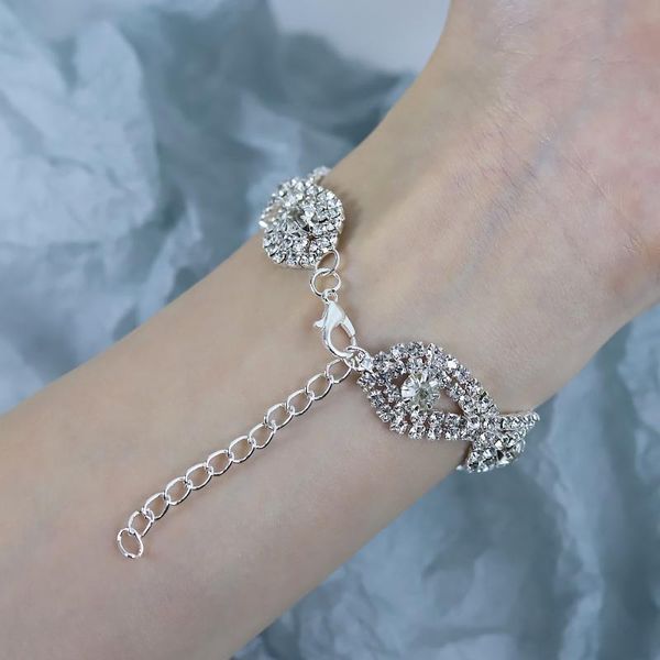 

charm bracelets temperament fashion elegant rhinestone bracelet wide face personality adjustable jewelry female gift, Golden;silver