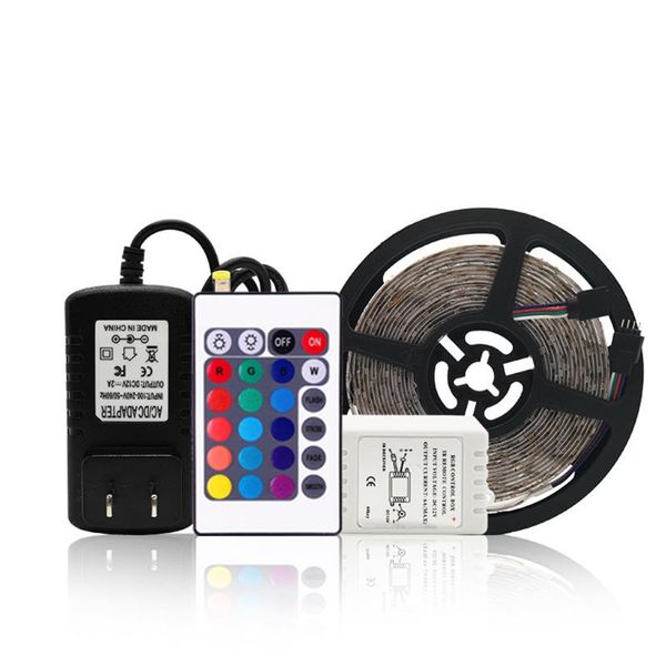 

led strip 5m 300leds rgb tape tv backlight 24,44key waterproof under bed lamp rgbww smd3528 kit white,warm light strips