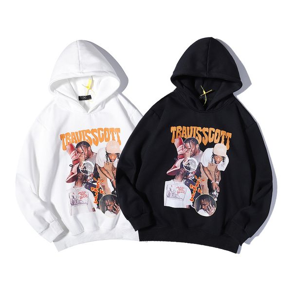 

catcus jack hip hop letter print fleece sweatshirt men and women oversize stranger things retro hooded hoody loose harajuku, Black