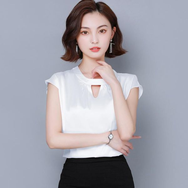 

women's blouses & shirts ladies summer shirts, thin purple chiffon short sleeves, shirt, White