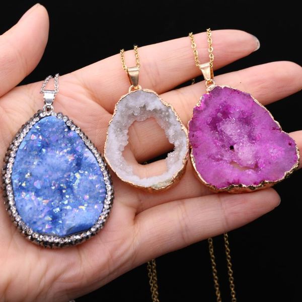

pendant necklaces 2021 selling natural irregular agate crystal bud embellished necklace making bracelet size 40x30x6mm-50x30x6mm gift, Silver