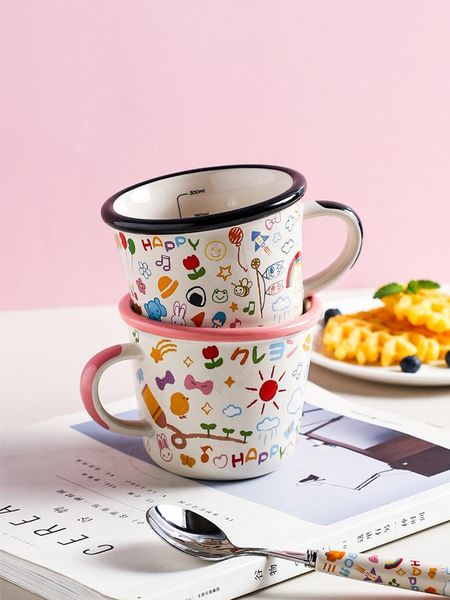 

mugs creative children colorful coffee milk cup ceramic mug attach cover gift in color box