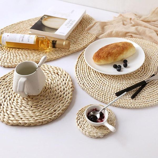 

mats & pads placemat natural corn fur woven pad thickened insulation tea mat table heat-resistant casserole cushion kitchen tool