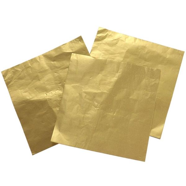 

gift wrap 200pcs aluminium foil paper golden wrapping packaging for chocolate candy bath bombs (golden)