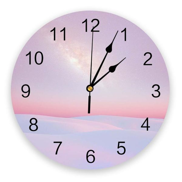 

desert pink starry sky milky way wall clock living room bedroom watch mute cartoon home decoration clocks