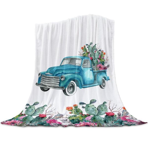 

blankets tropical plants cactus truck throw blanket portable travel soft home decor microfiber flannel for beds
