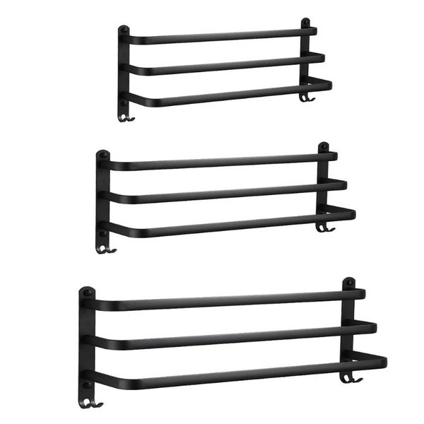 

30-50cm space aluminum bath towel rack holder hanger wall mounted 3 layers washcloth shelf bar hook bathroom supplies racks