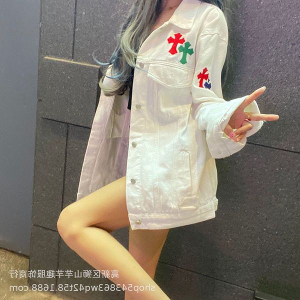 

spring and autumn factory direct sale style star heart color pasted cloth printed style cowboy coat tide br men's women's couple j, Black;brown