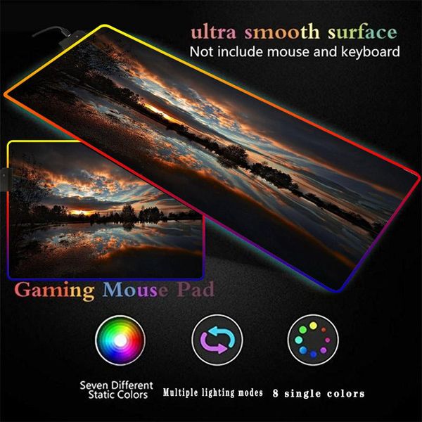 

mouse pads & wrist rests forest river rgb soft large gaming pad oversize glowing led extended mousepad rubber base computer keyboard mat xxl
