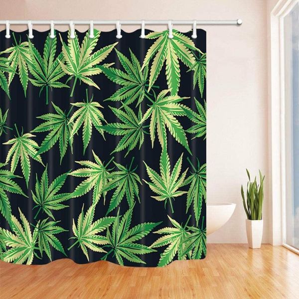 

leafs shower curtain bathroom waterproof fabric 12hooks curtains