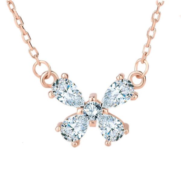 

pendant necklaces ufooro 925 sterling silver inlaid clear zircon clavicle chain sweet temperament rose gold bow necklace for woman wedding