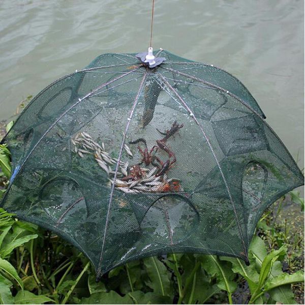 

fishing accessories 4-20 hole foldable portable reinforced hexagonal net casting crayfish catcher fish trap shrimp cage