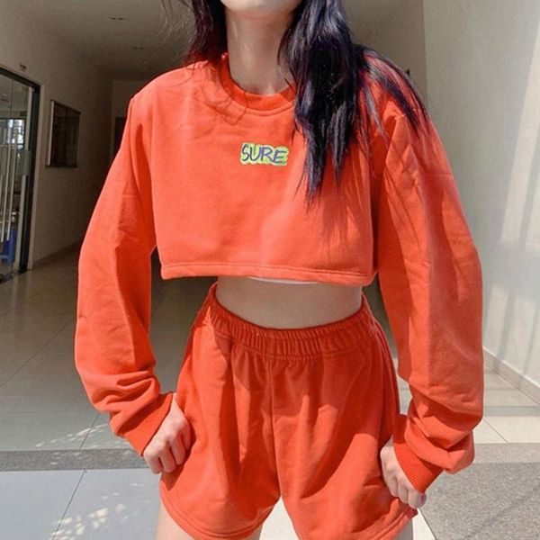 

women's tracksuits letter print woman 2 piece sets summer shorts casual long sleeve sweatshirt and solid jogging femme, Gray