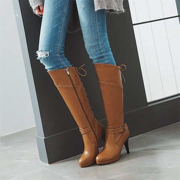 

dress shoes women's autumn fashion high heels belt buckle boots children, Black