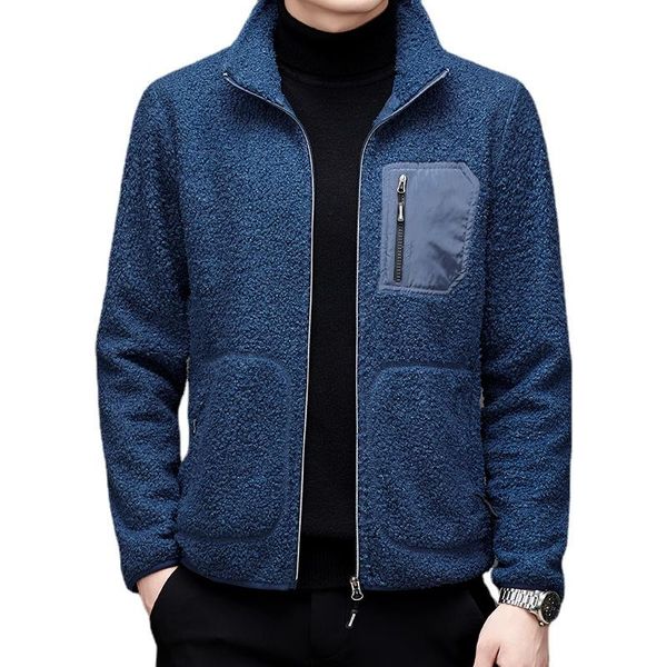 

men's jackets 2021 fall/winter plush jacket / boutique slim lapel pocket design brand warm plus size clothing, Black;brown