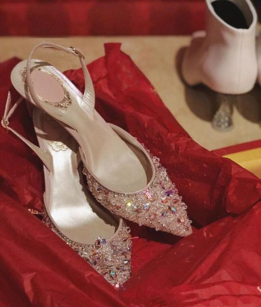 

dress shoes pointed toe women pumps buckle wedding party rhinestone lady high heels 7.5cm sring summer zapatos mujer, Black