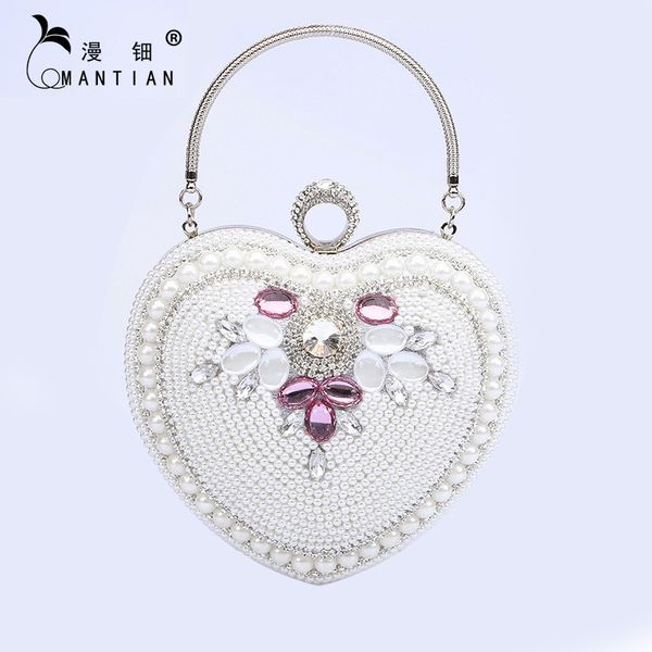 

evening bag heart shaped dinner elegant temperament hand diamond with dress