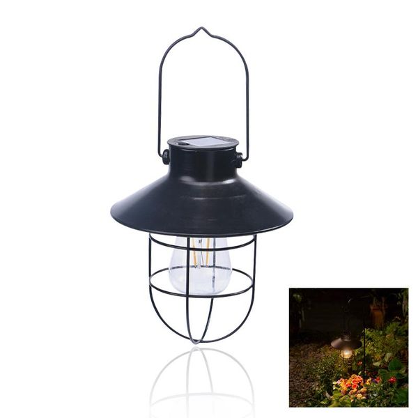 

solar lamps led outdoor light hanging cage waterproof retro metal garden with tungsten bulb decoration