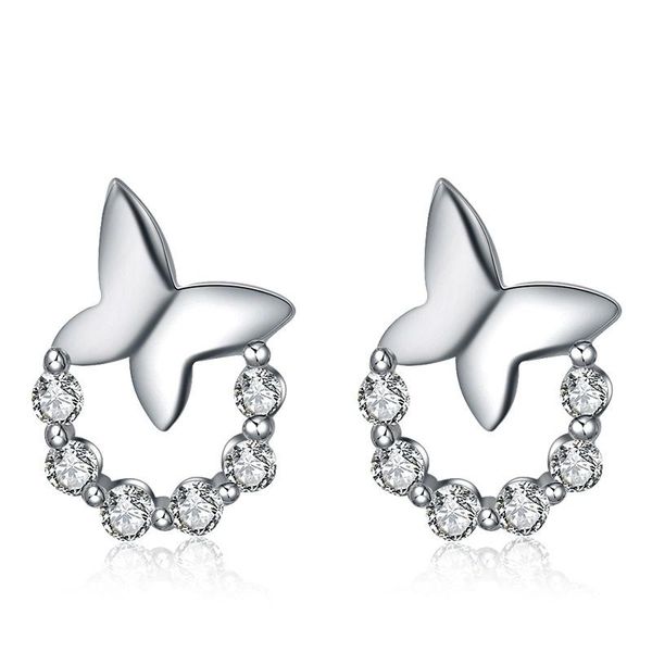 

other sweet s925 sterling silver earrings stud female hollow butterfly cute personality women ear jewelry ec52, Golden;silver
