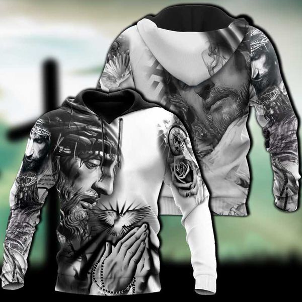 

men's hoodies & sweatshirts jesus father's day 3d printd art hoodie harajuku style streetwear oversized 5xl pullover sweatshirt ro, Black